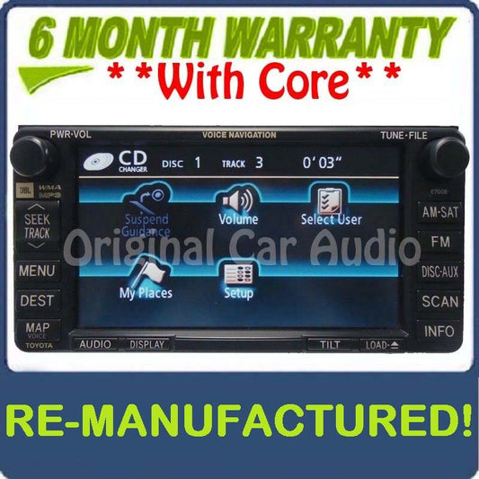 REMANUFACTURED 2004-2010 Toyota Navigation GPS Radio MP3 AUX Sat JBL OEM E7008