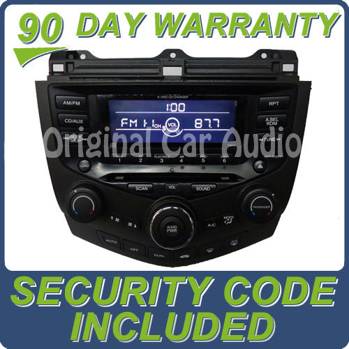 2003 Honda Accord Radio and 6 CD Changer 03 7BK0 7BKO Sedan EX-L Dual Climate Controls