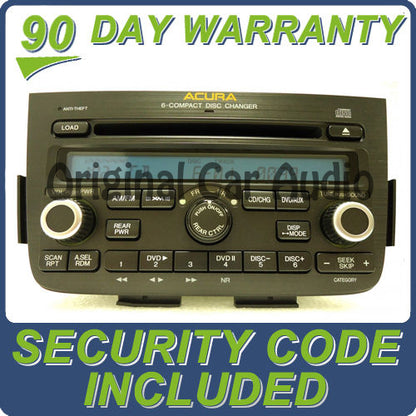 2005 2006 ACURA MDX Radio Stereo 6 Disc Changer CD Player DVD entertainment controls W/ CODE 1AF0 1AF2 39100-S3V-A620, 39100-S3V-A630, 39100-S3V-A640