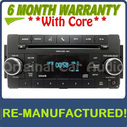 Reman 2007 - 2012 Chrysler Dodge Jeep OEM RES Low-Speed Radio MP3 CD Player