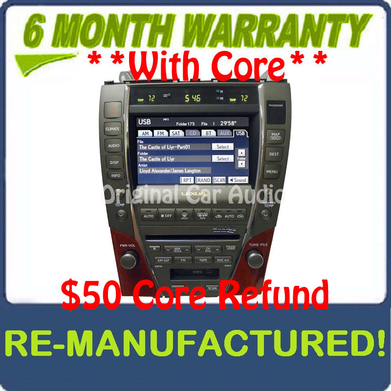 Remanufactured 2007 - 2009 Lexus ES350 OEM Navigation AM FM Radio 6 CD Changer Climate Control
