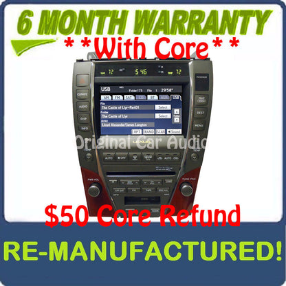 Remanufactured 2007 - 2009 Lexus ES350 OEM Navigation AM FM Radio 6 CD Changer Climate Control