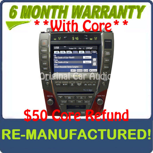 Remanufactured 2007 - 2009 Lexus ES350 OEM Navigation AM FM Radio 6 CD Changer Climate Control