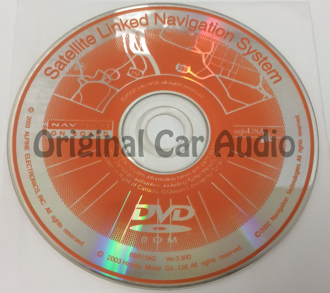 Acura Honda Satellite Navigation System GPS DVD Drive Disc BM513AO Ver. 3.30D