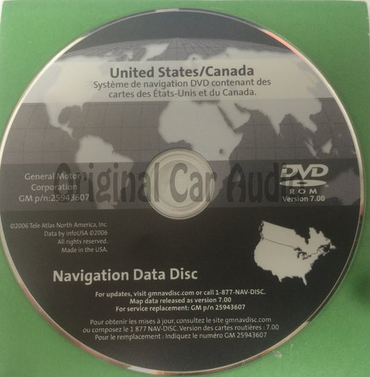 GM Satellite Navigation System GPS DVD Drive Disc  25943607 Version 7.0