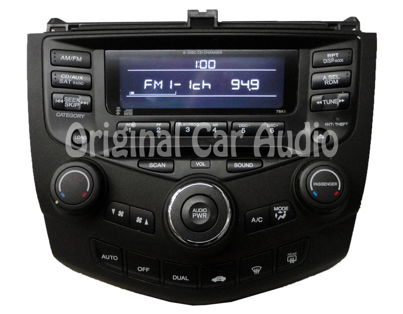 2004 - 2007 Honda Accord OEM 6 CD Dual Climate Control FACEPLATE ONLY 7BK1