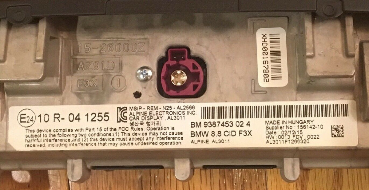 2016 - 2019 BMW OEM 8.8 CID F3X Touch Screen Display