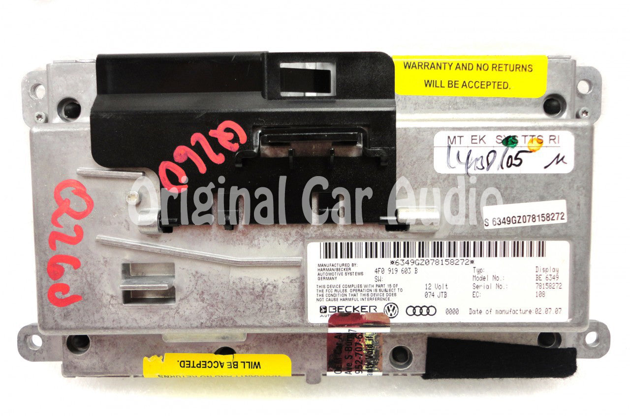 AUDI A6 S6 Q7 Navigation GPS LCD Display Screen Monitor Replacement OEM 2005 2006 2007 2008 2009 2010 2011 4F0919603A 4F0919603B BE6349