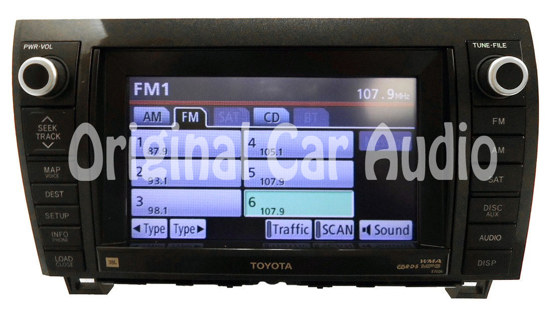 E7026 2013 2014 TOYOTA Tundra Sequoia JBL Navigation GPS CD Player HD Gracenote Bluetooth Satellite AM FM