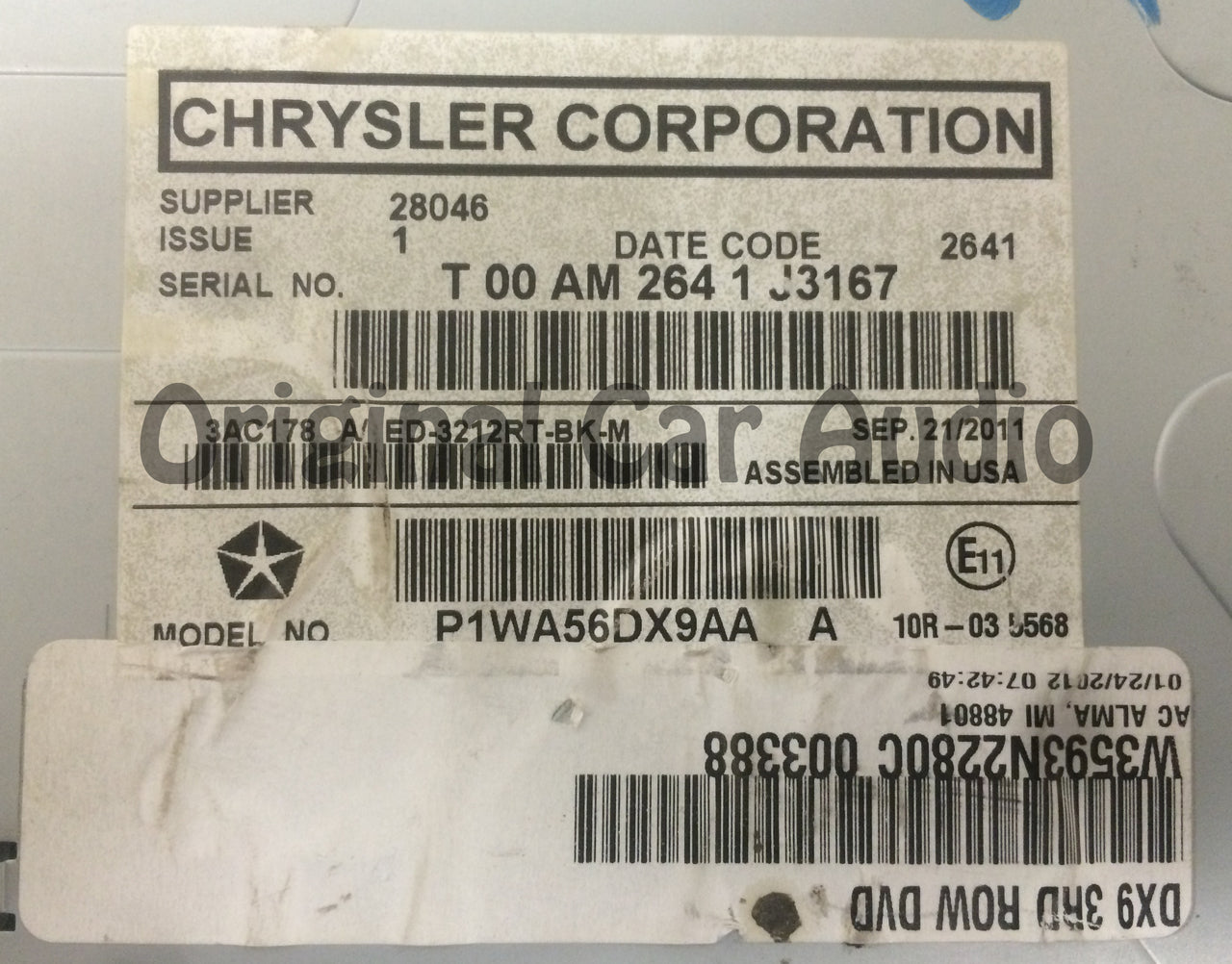 CHRYSLER DODGE Entertainment System Overhead Display LCD Screen Monitor DVD OEM Tan