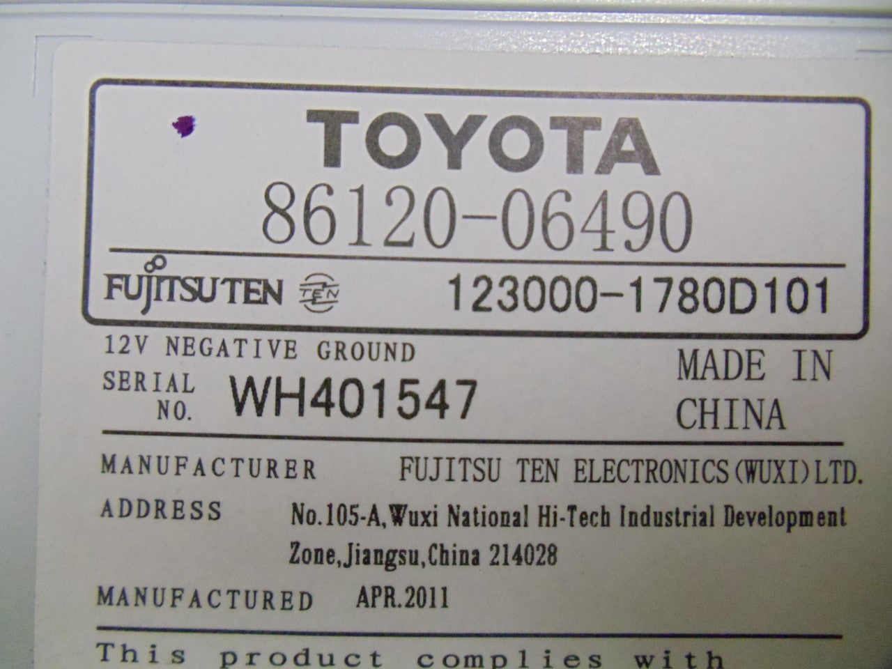 TOYOTA Camry Radio Stereo 6 Disc Changer CD Player 11847 2007 2008 2009 2010 2011