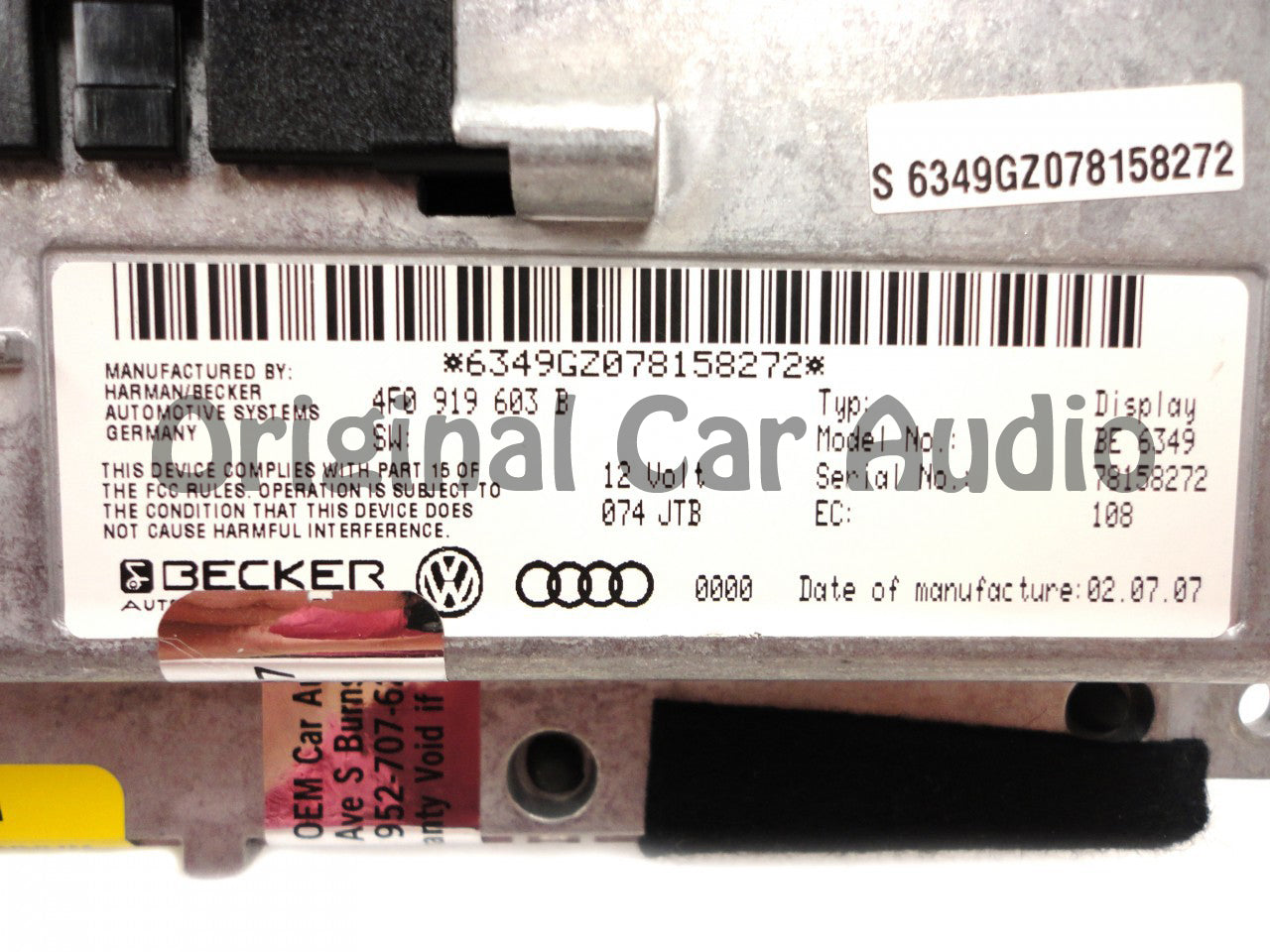 AUDI A6 S6 Q7 Navigation GPS LCD Display Screen Monitor Replacement OEM 2005 2006 2007 2008 2009 2010 2011 4F0919603A 4F0919603B BE6349