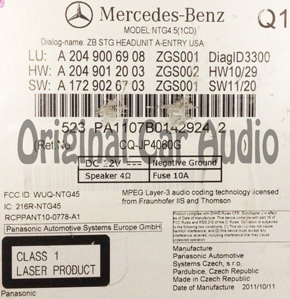 2012 MERCEDES BENZ C-Class C250 C300 C350 C63 Navigation Radio Control Receiver A 204 900 69 08 NTG4, 5(1CD)
