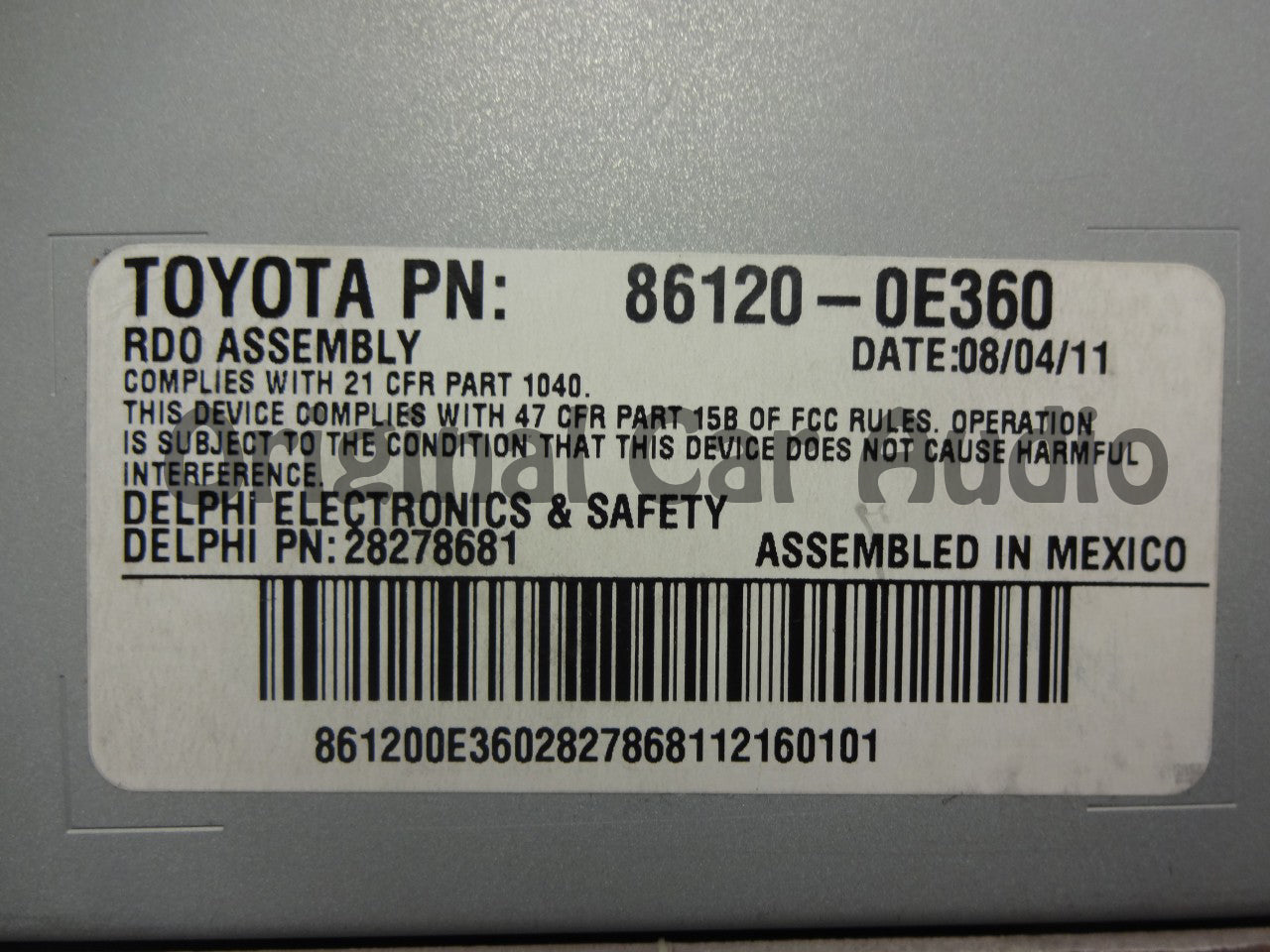 Toyota Highlander MP3 WMA CD Player Radio Stereo Satellite Radio Ready 86120-0E360  AD1821 2008 2009 2010 2011 2012