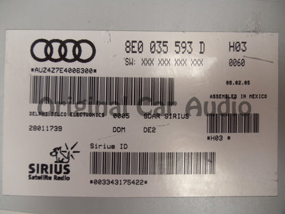 AUDI VOLKSWAGEN VW Sirius Satellite Radio Receiver Module Tuner A4 S4 Beetle Golf Jetta passat Rabbit EOS 8E0035593D 2006 2007 2008 2009 2010 2011