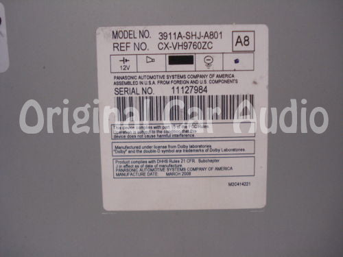Honda Odyssey DVD WMA MP3 CD Player 3911A-SHJ-A801 2005 2006 2007 2008 2009 Ho066