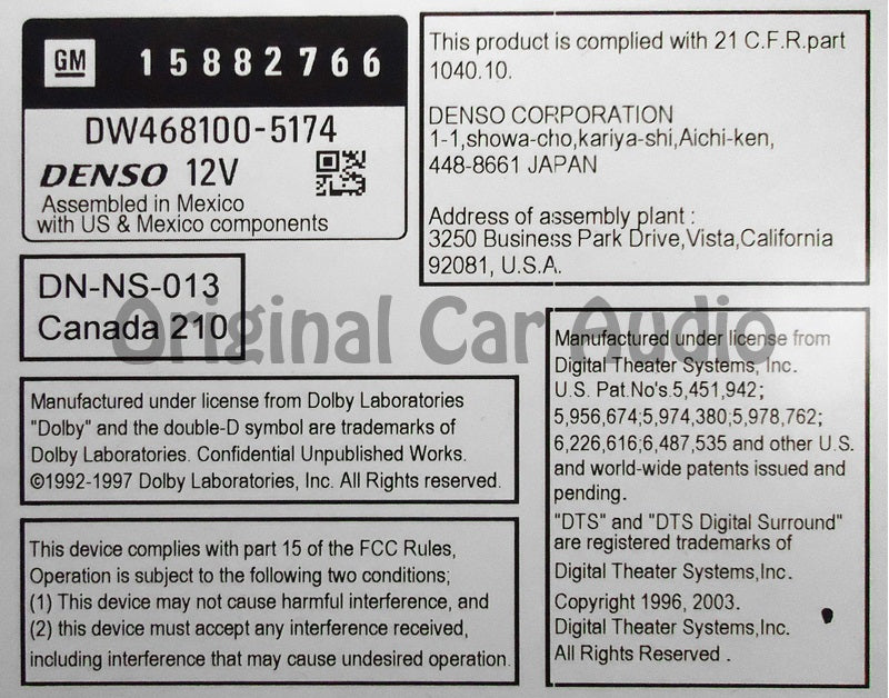 2007 - 2009 07 08 09 New Unlocked GMC Chevrolet Navigation GPS Radio Receiver OEM U3U