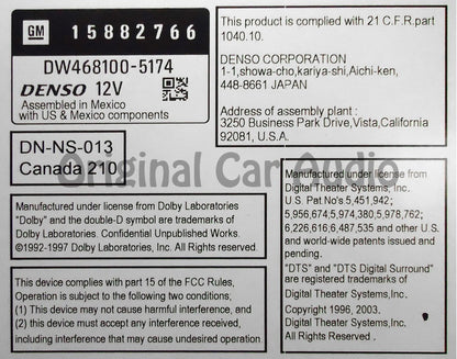 2007 - 2009 07 08 09 New Unlocked GMC Chevrolet Navigation GPS Radio Receiver OEM U3U