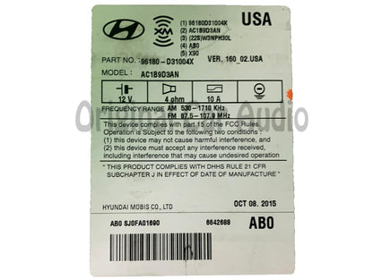 2015 - 2018 Hyundai Tucson OEM CD AM FM SAT Bluetooth Multi Media Radio Receiver