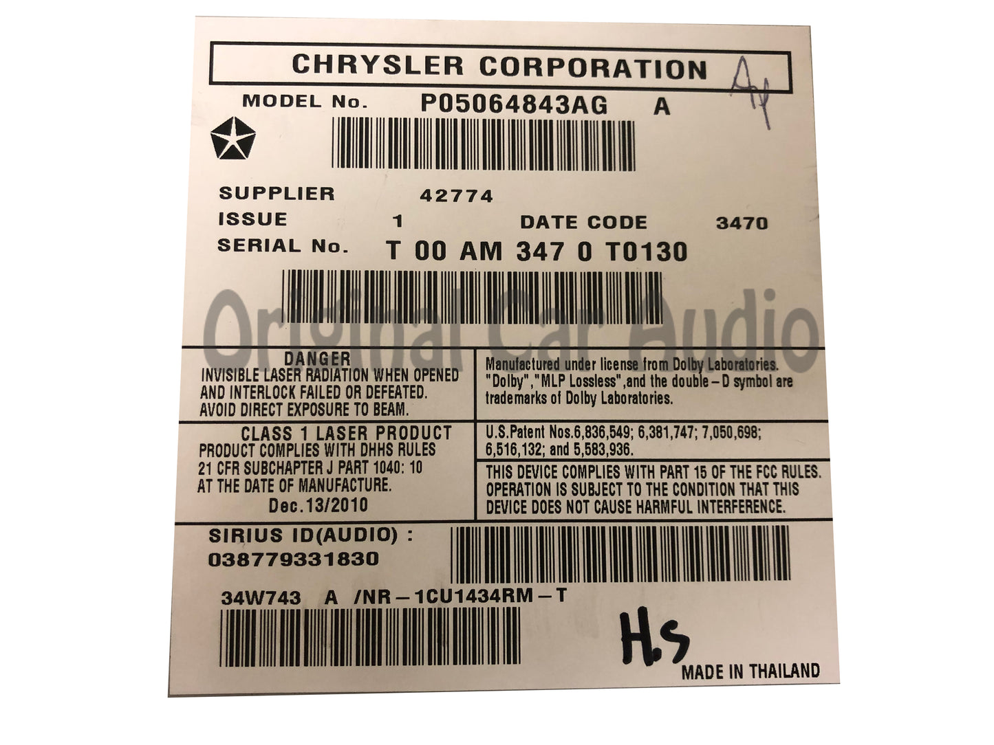 2009 - 2014 Volkswagen VW Routan OEM RHB 730N High Speed UConnect Radio Media Receiver HDD