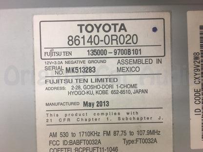 2013 2014 2015 Toyota Rav4 OEM AM FM Entune Touch Screen Bluetooth Unit 100072 Broken Tab