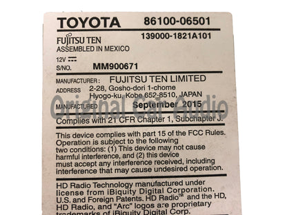 Refurbished 2015 - 2017 Toyota Camry OEM Navigation JBL AM FM HD Radio CD Player Receiver
