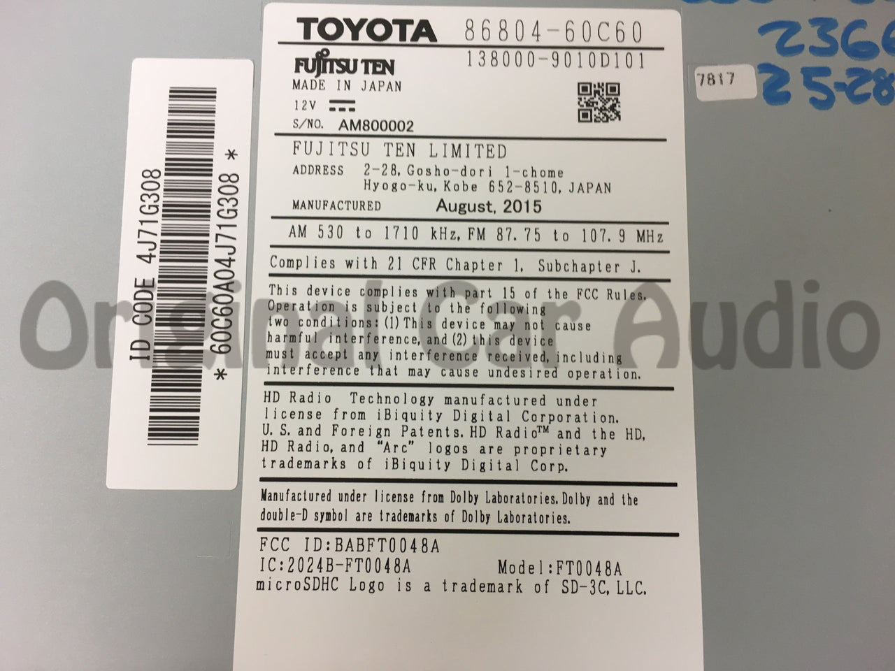 NEW 2014 - 2020 Lexus GX460 OEM Gracenote Navigation HD SAT Radio AM FM Stereo Receiver 100514, 100255, 100517, 100515, 100861