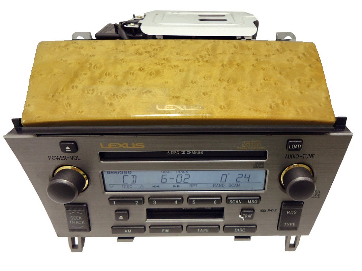 2002 2003 2004 2005 03 04 05 Lexus SC430 Radio Tape Cassette Mark Levinson Radio 6 CD Changer P6832 Light Wood Woodgrain