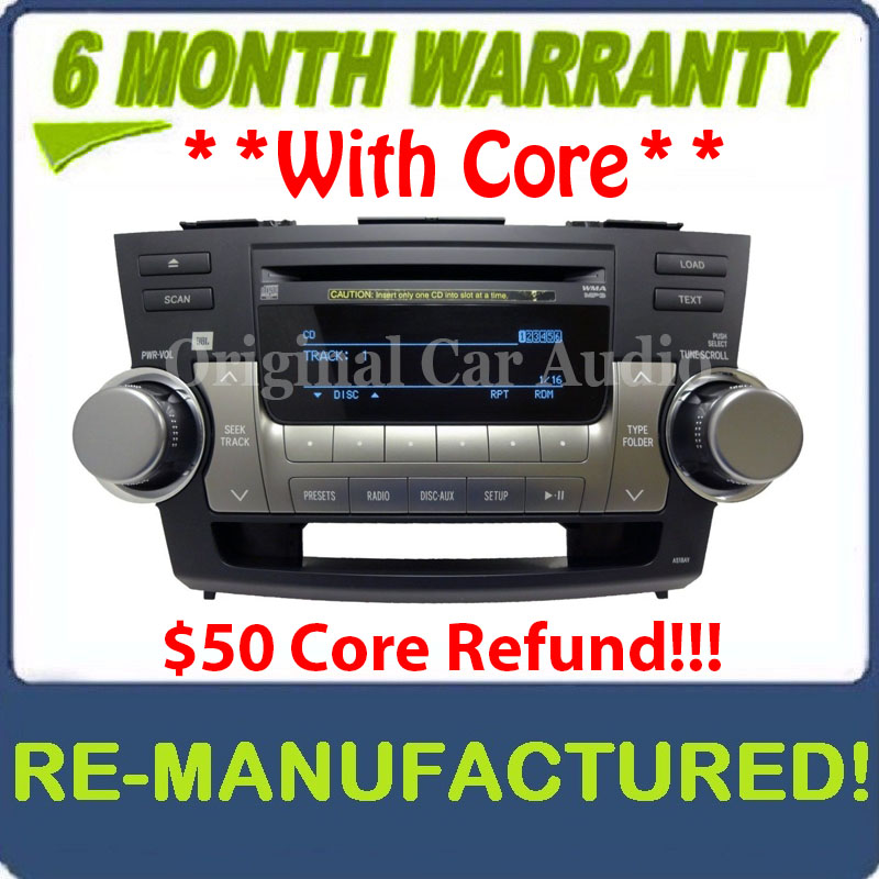 Toyota Venza Re-manufactured JBL Radio MP3 6 CD Changer 2009 2010 2011 09 10 11