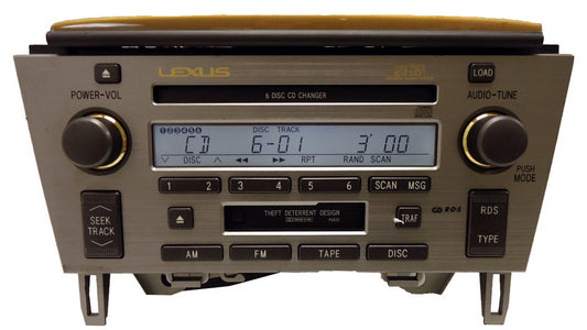 2002 2003 2004 2005 03 04 05 Lexus SC430 Radio Tape Cassette Mark Levinson Radio 6 CD Changer P6832 Light Wood Woodgrain