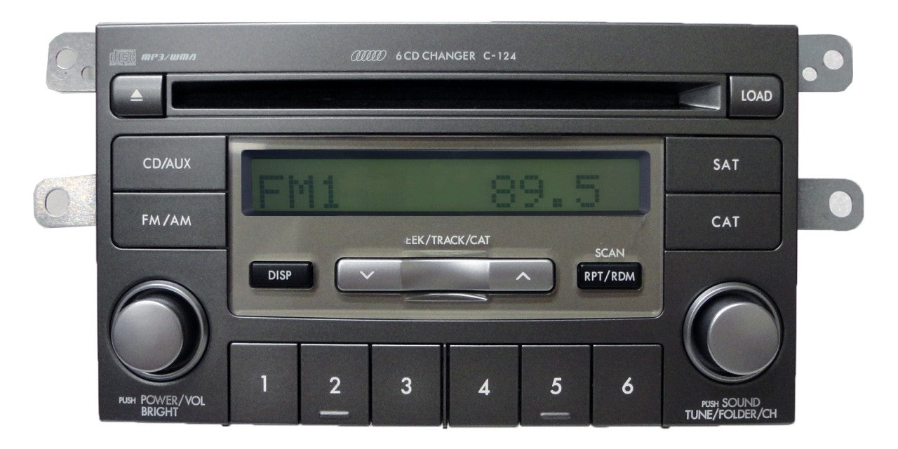 07 08 Subaru FORESTER Radio XM Satellite 6 Disc CD Changer Player MP3 WMA C124 C-124 Stereo 2007 2008 86201-FE250 PF-2868A-A