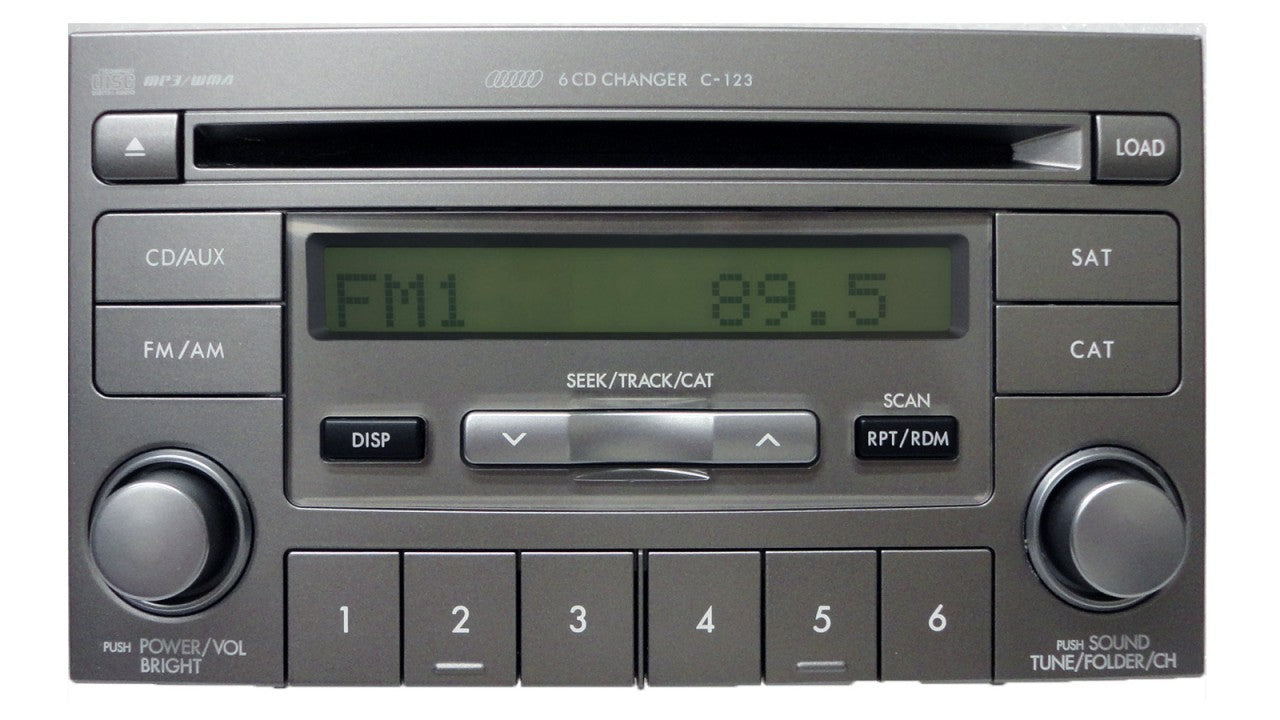 07 08 Subaru FORESTER IMPREZA Radio XM Satellite 6 Disc CD Changer Player MP3 WMA C123 C-123 Stereo 2007 2008 86201-SA350 PF-2851B-A