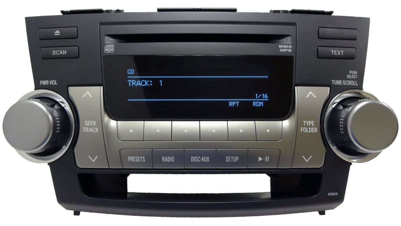 Toyota Highlander Radio Aux CD Player 86120-0E370 A518AW 2009 2010 2011 ToA518AW