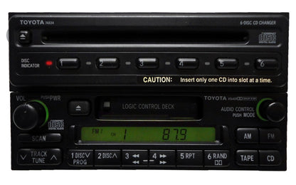 TOYOTA AM FM Radio Cassette Tape 6 CD Disc Player A56409 16408 74834 4Runner Avalon Camry Celica Mr2 Seuoia Solara Sienna Tacoma Tundra Rav4 T100 1990 1991 1992 1993 1994 1995 1996 1997 1998 1999