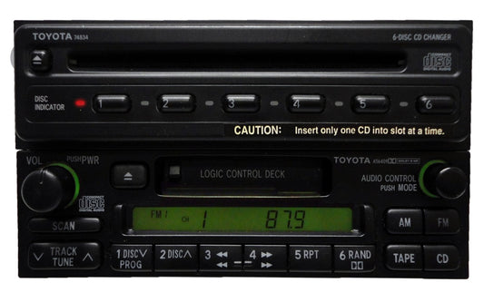 TOYOTA AM FM Radio Cassette Tape 6 CD Disc Player A56409 16408 74834 4Runner Avalon Camry Celica Mr2 Seuoia Solara Sienna Tacoma Tundra Rav4 T100 1990 1991 1992 1993 1994 1995 1996 1997 1998 1999