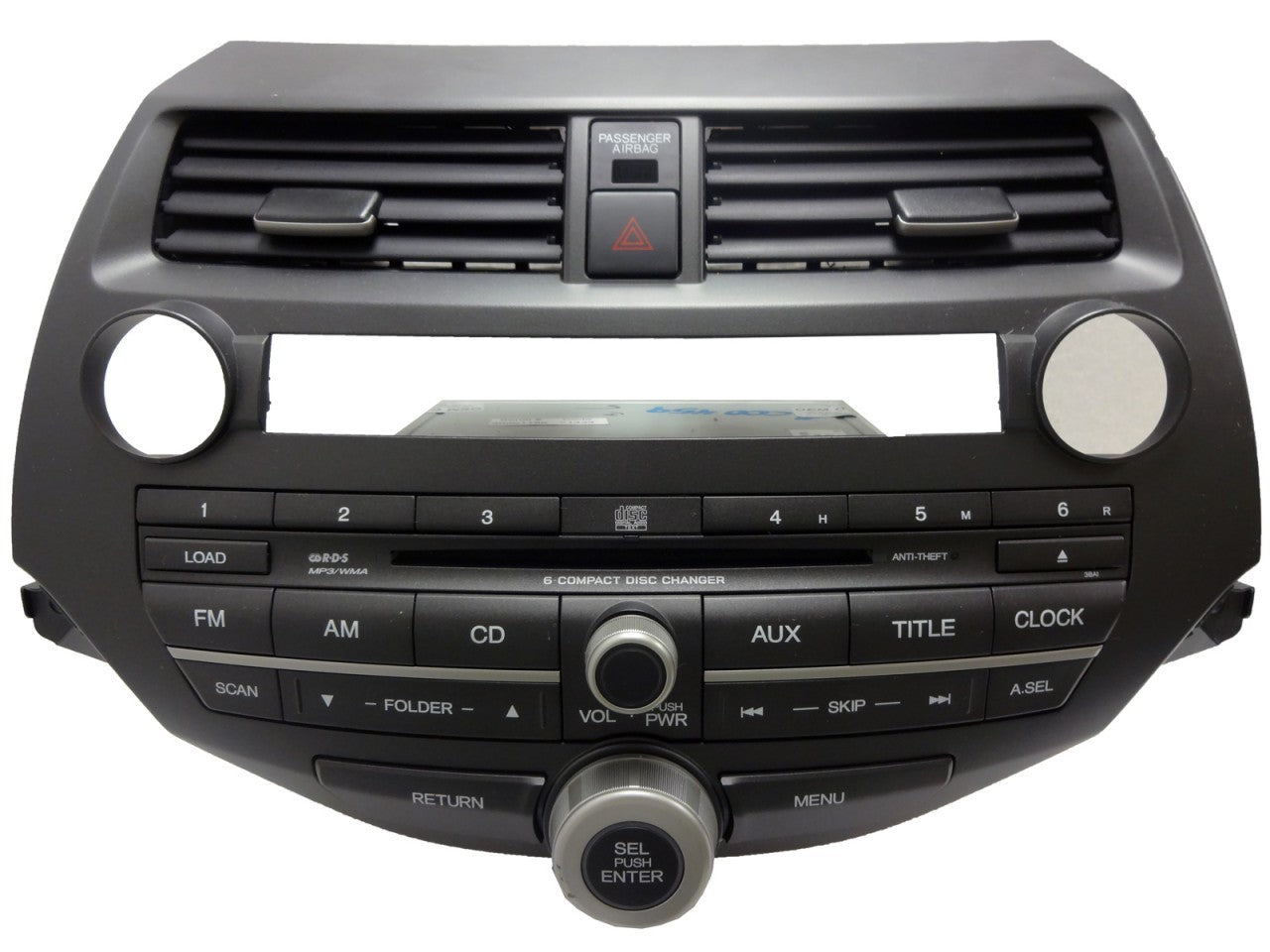 08 09 2010 Honda ACCORD RDS Radio AUX MP3 WMA 6 Disc CD Changer 3BA1 Ho3BA1 w/Trim