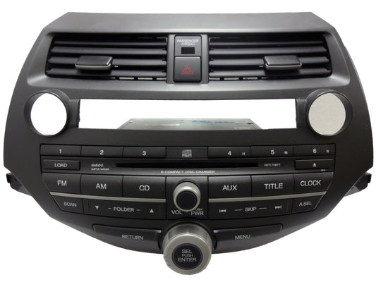08 09 2010 Honda ACCORD RDS Radio AUX MP3 WMA 6 Disc CD Changer 3BA1 Ho3BA1 w/Trim