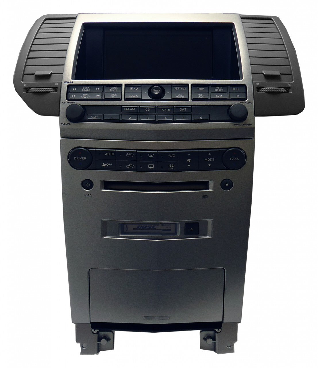 04 05 06 Nissan Maxima Radio Tape and 6 CD player Screen Display Buttons Bezel Full Unit BOSE GREY