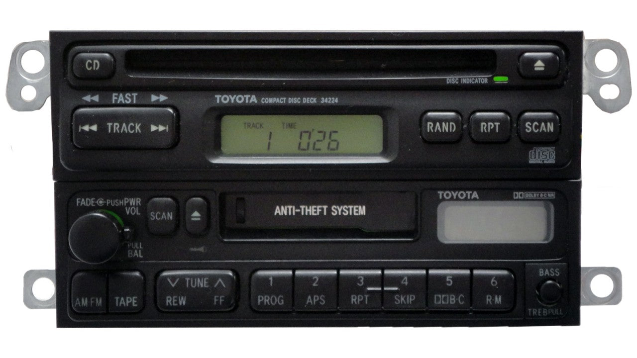 90 91 92 93 94 95 96 97 98 99 Toyota Celica 4Runner Camry Radio Tape Disc CD Player AD1700 34224 1990 1991 1992 1993 1994 1995 1996 1997 1998 1999