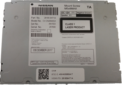 2017 2018 Nissan ALTIMA OEM NissanConnect AM FM iPod Radio CD Player