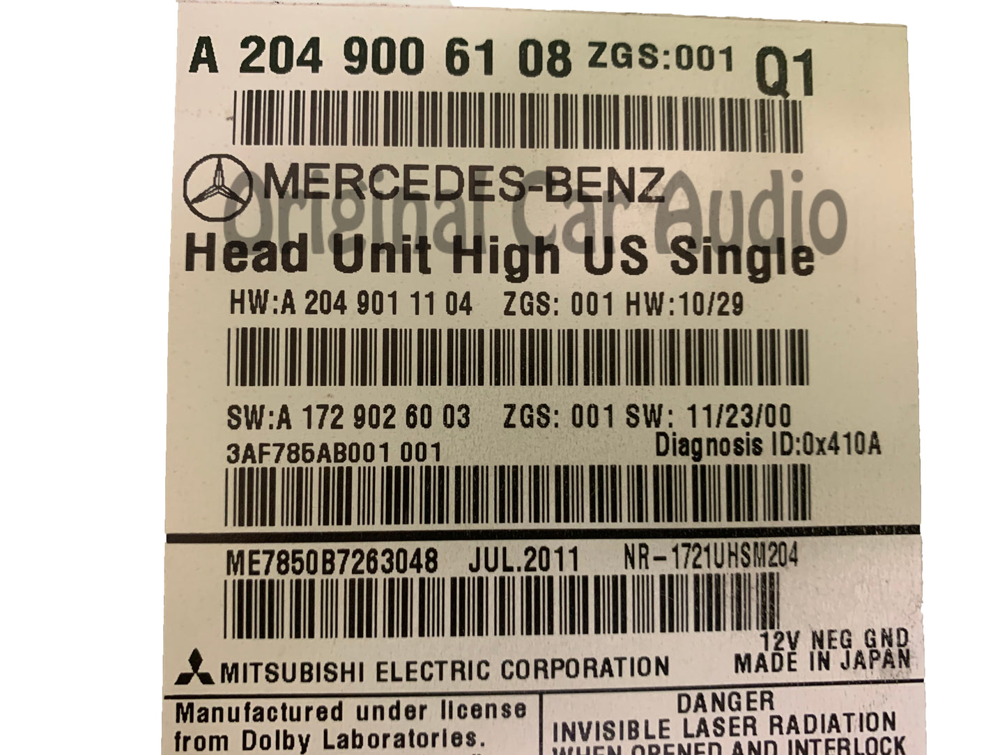 2012 - 2014 Mercedes Benz OEM C-Class OEM 204 Type Command Navigation Multi Media CD Radio Receiver
