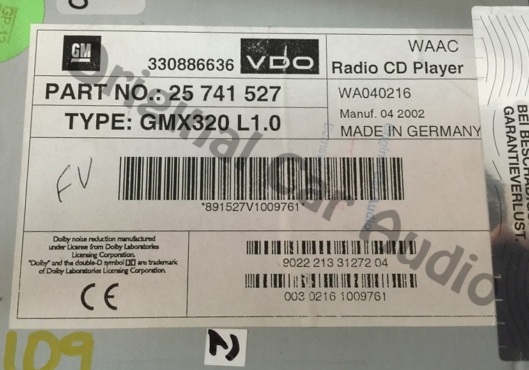 Cadillac CTS SRX AVEC radio single CD tape cassette player