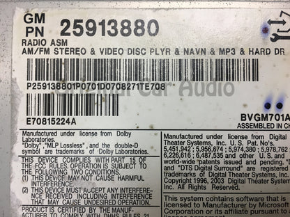 2008 - 2011 Cadillac CTS OEM Single CD AM FM MP3 Navigation Radio Receiver UAV
