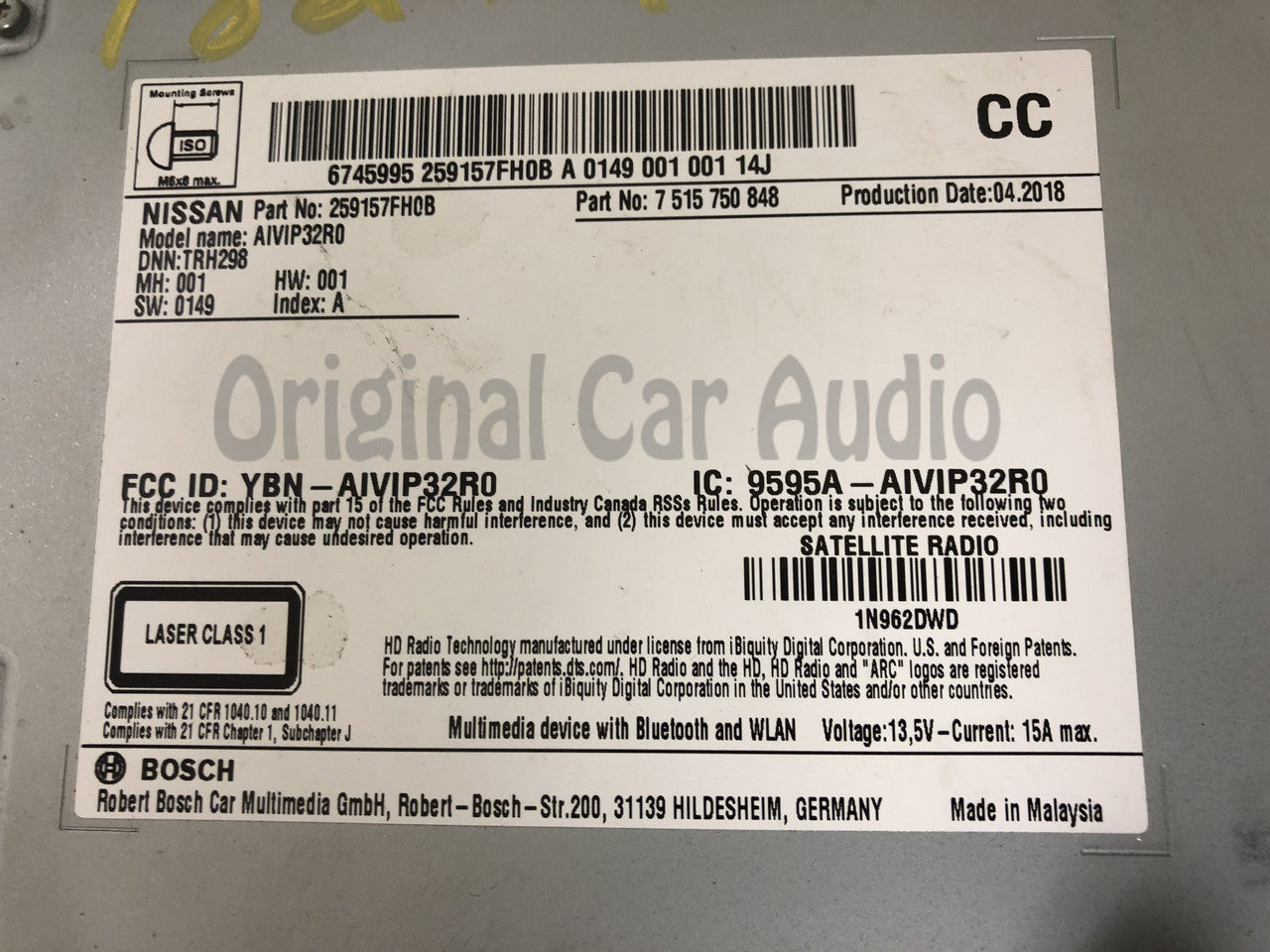 Refurbished 2017 - 2019 Nissan Rogue OEM Navigation GPS CD AM FM SAT Radio Multi Media Receiver