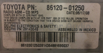 2009 - 2010 Pontiac VIbe Toyota Matrix OEM AM FM Aux MP3 Single CD Radio ULA 86120-01250, 28143548