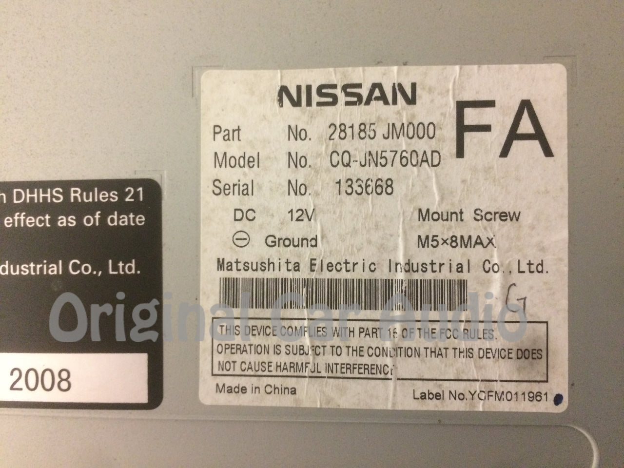 NISSAN Rogue AM FM Radio Stereo Auxiliary Input PY00F 28185 JM00B 2009 2010