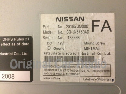 NISSAN Rogue AM FM Radio Stereo Auxiliary Input PY00F 28185 JM00B 2009 2010