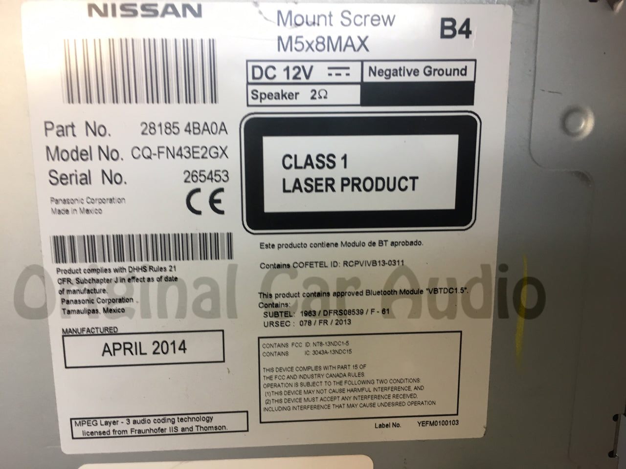 2014-2016 Nissan Rogue AM FM Sat Bluetooth USB 5" Display Rear Camera Radio 28185-4BA0A