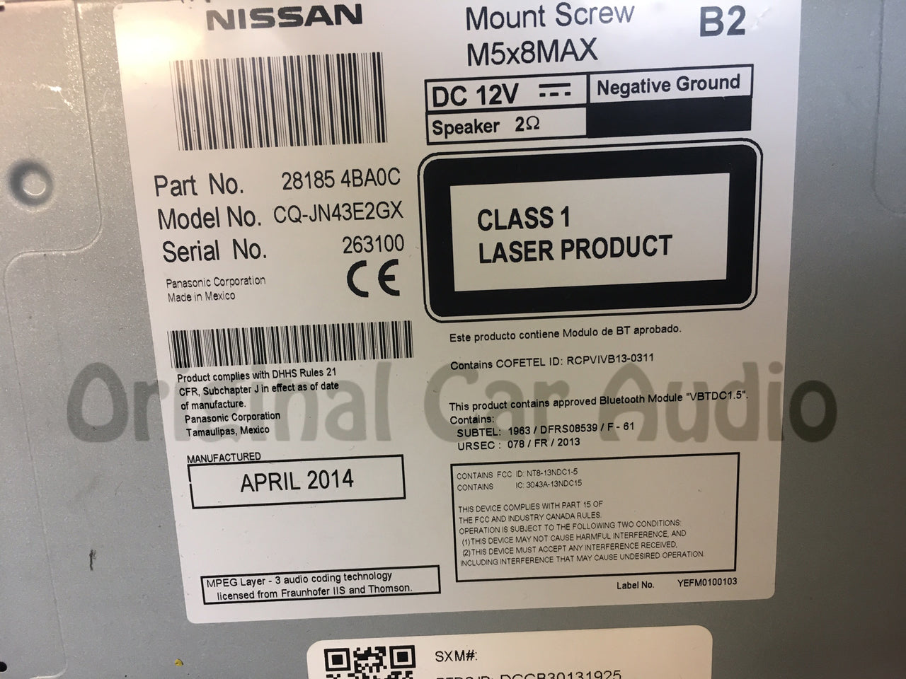 2014-2016 Nissan Rogue AM FM Bluetooth USB 5" Display Rear Camera Radio 28185-4BA0C