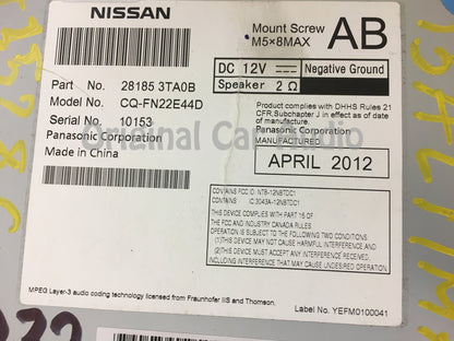 2013 - 2015 Nissan Altima OEM Single CD AM FM SAT Radio Aux Receiver